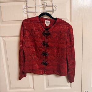 VTG 80s 90s Maren Shoulder Pad Asian Style Blazer Jacket Blouse boho Maximalist